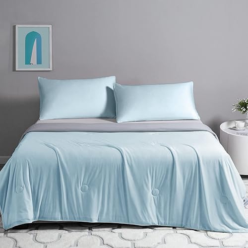 Miniatura 1 de ENYOFE Manta refrescante para personas que duermen con calor, edredón ligero y transpirable con doble cara fría, tela para verano, edredón