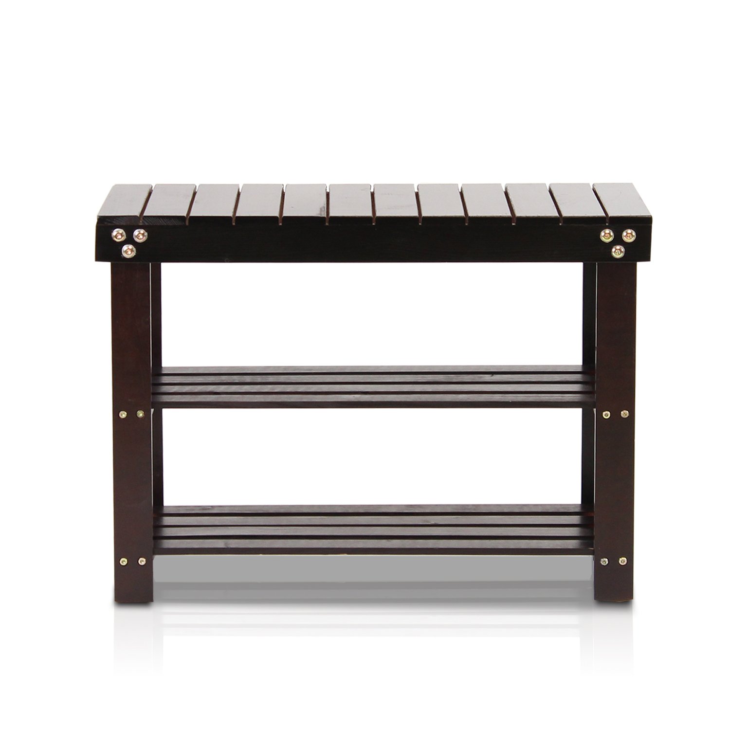 Furinno FNCJ-33019EX Pine Solid Wood Shoe Rack, Espresso