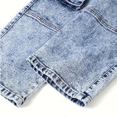 Baggy Cargo Jeans for Kids Girls Muti Pockets Straight Wide Leg Button Waist Denim Pants Retro Y2k Trouser3