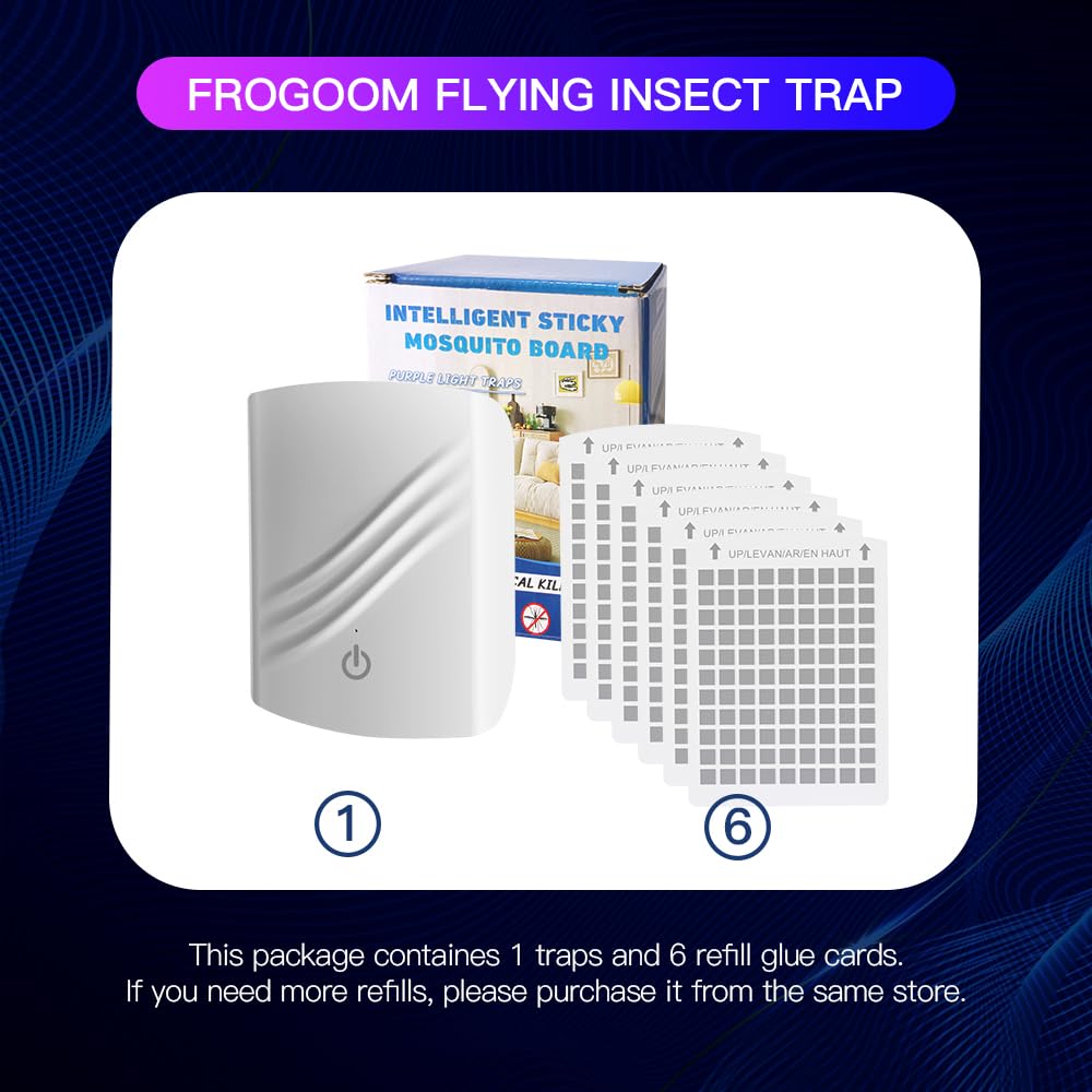 Fruit Fly Traps for Indoors, Mosquito Trap Plug in Bug Catcher with Night Light, Moth Housefly Insect Gnat Traps for House Indoor Kitchen Office - No Odor (1D+6Refills) — view 8