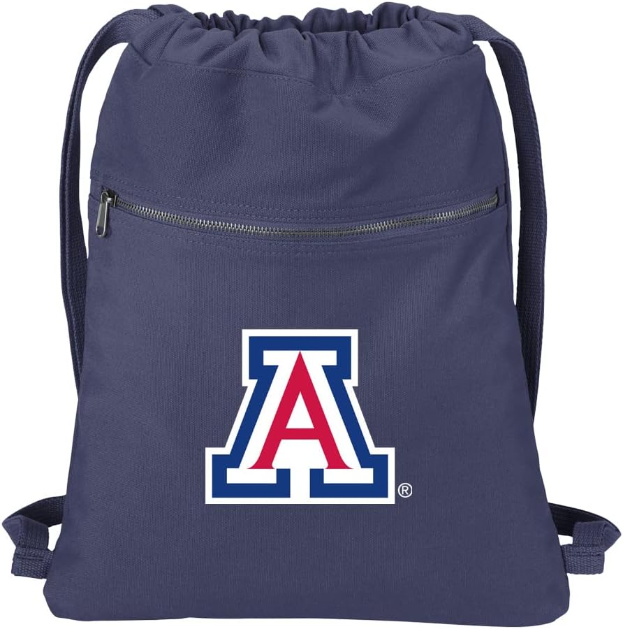 Broad Bay University of Arizona Drawstring Backpack 100% COTTON Arizona Wildcats Cinch Bag (Navy)