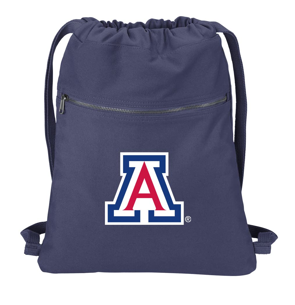 Broad Bay University of Arizona Drawstring Backpack 100% COTTON Arizona Wildcats Cinch Bag (Navy)