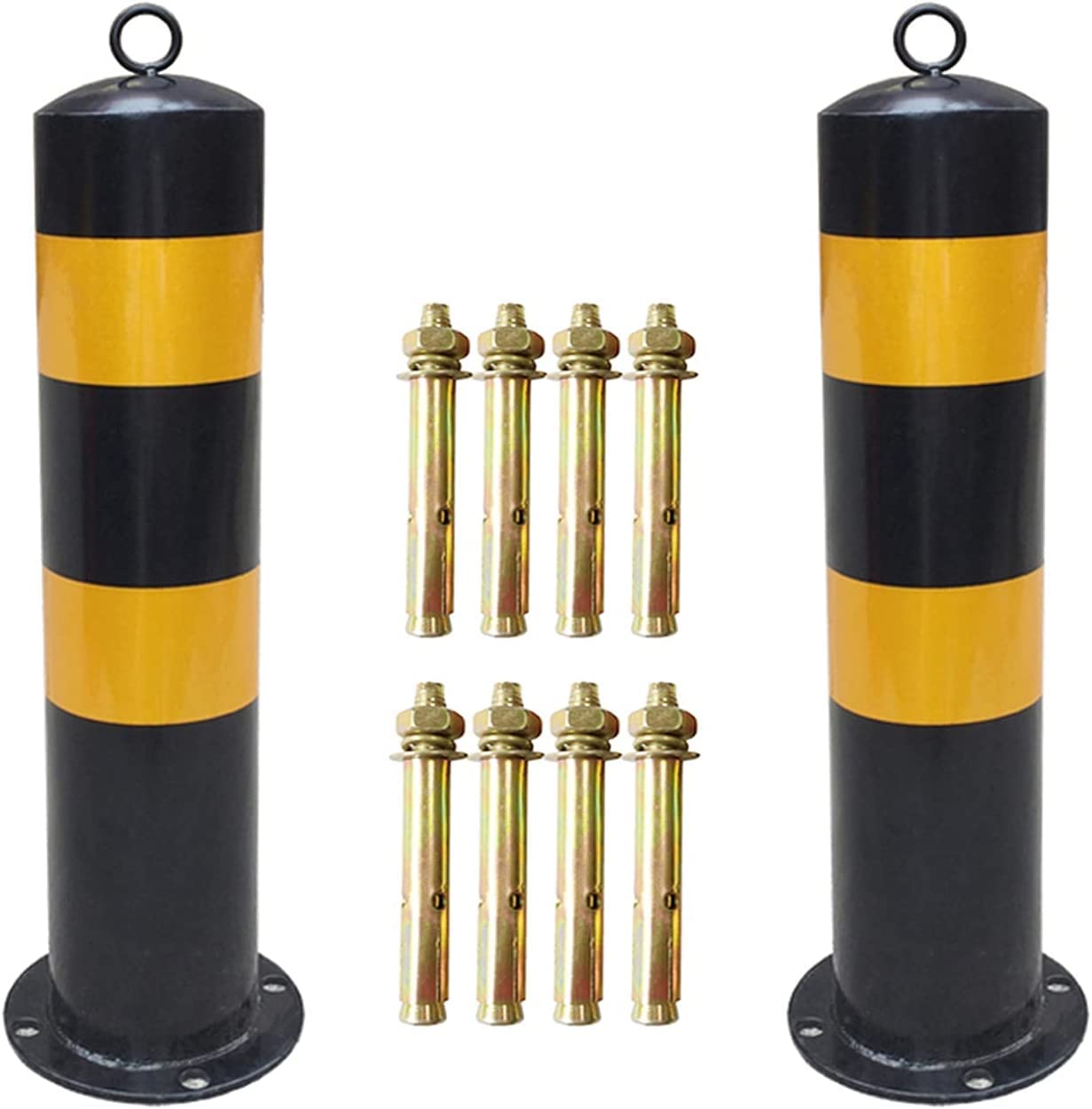 Safety Bollard Traffic Delineator Post, Security Post Bollard Parking Post Fixed Bollard Parking Barrier Protects Your Parking Space 114×500mm