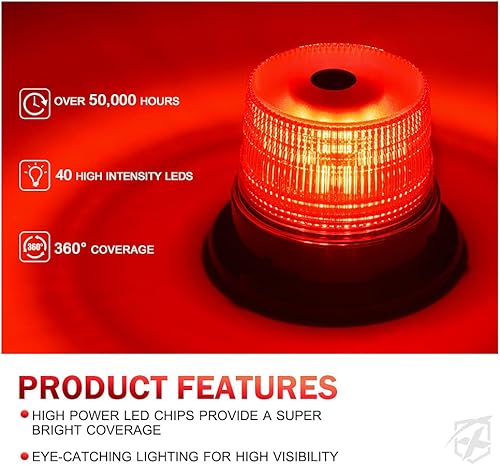 Miniatura 2 de Xprite Luz LED de baliza, luces estroboscópicas para carretilla elevadora con base magnética para vehículos de construcción, remolque, patrulla de