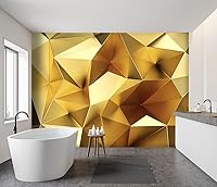 Vista 40 de Gold Modern Feather Fabric Wallpaper Living Room Bedroom Bathroom Large Wall Mural- 137"x96"（ not Peel and Stick）