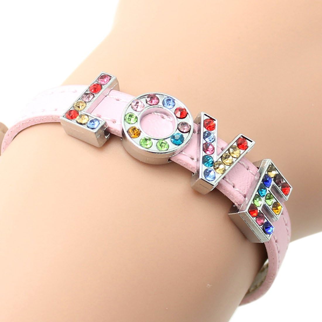 130pcs A-Z Full Colors Rhinestones 8mm Slide Alphabet Letters for 8mm Slide Wristbands/Bracelets,Jewelry Making Charms