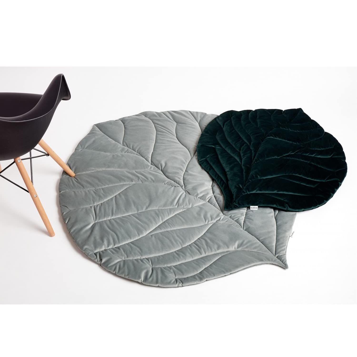 Bellochi Tappetini da Gioco per Neonati e Bambini - Universale e Lavabile Tappeto da Gattonamento - Uso Interno ed Esterno - Tessuto in Velluto Morbido - Forma a Foglia (95x78 cm, Vert clair)