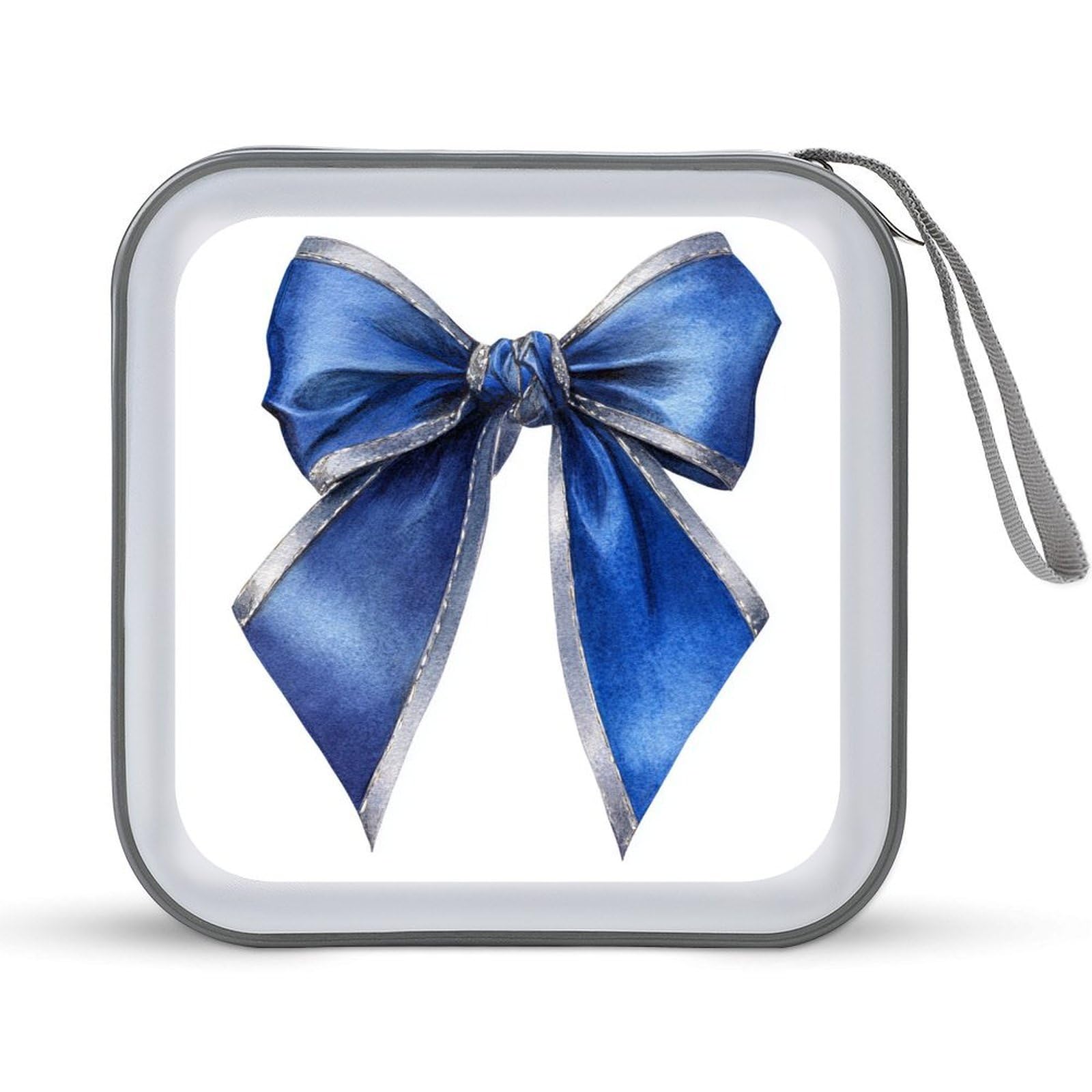 Jubonexis Elegant Blue Bow with Silver Accents CD Case DVD Storage Case Portable for Car Home Travel