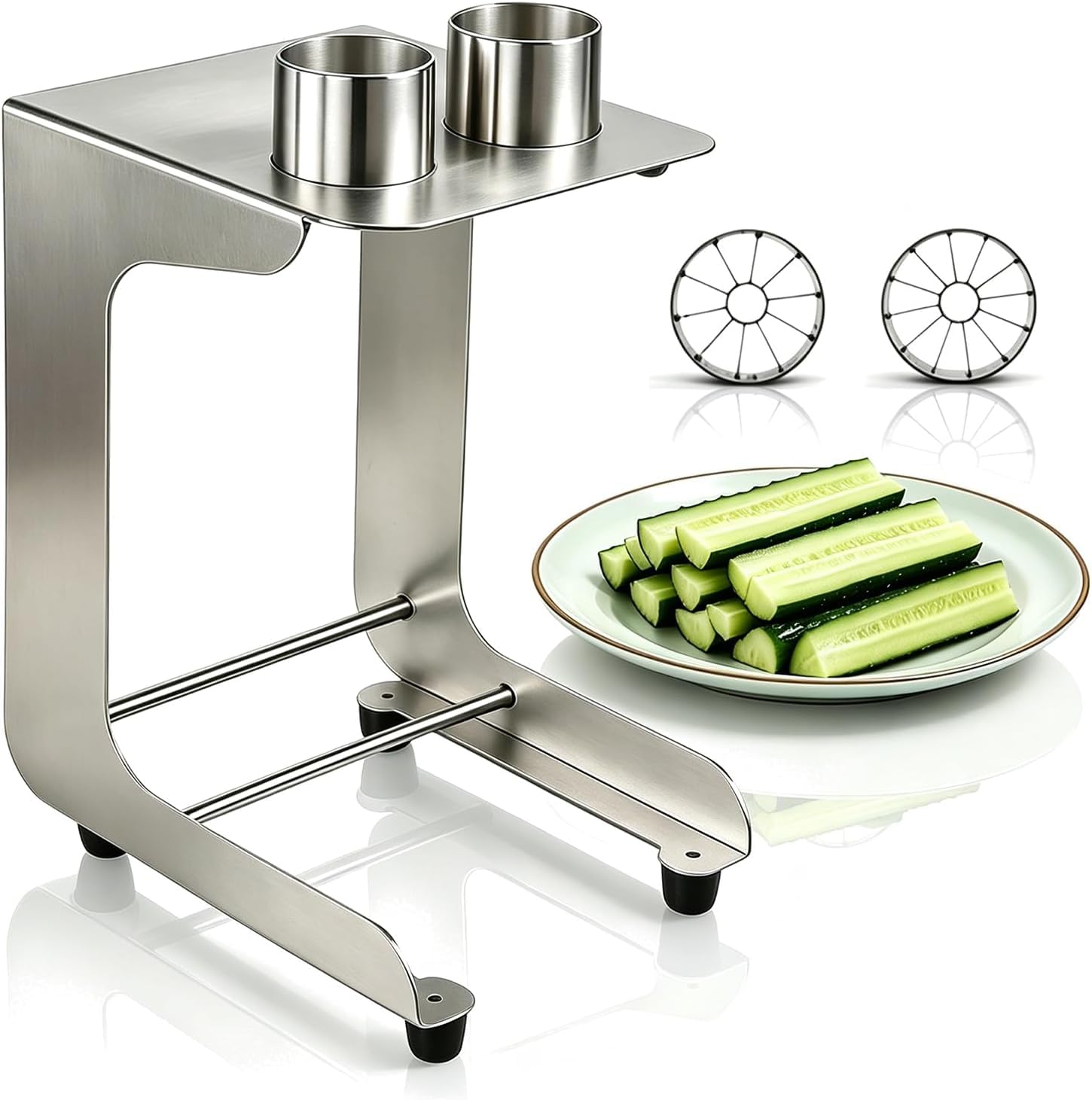 BOOZXCV Cucumber Slicer for Sushi, Handy Carrot Stick Tool, Cucumber -Slicing Cucumbers Into Strips, Core Seeds Remover, Stainless Steel, Cutting Diameter, for Salad Making, Cooking, Sushi (10+12cut)