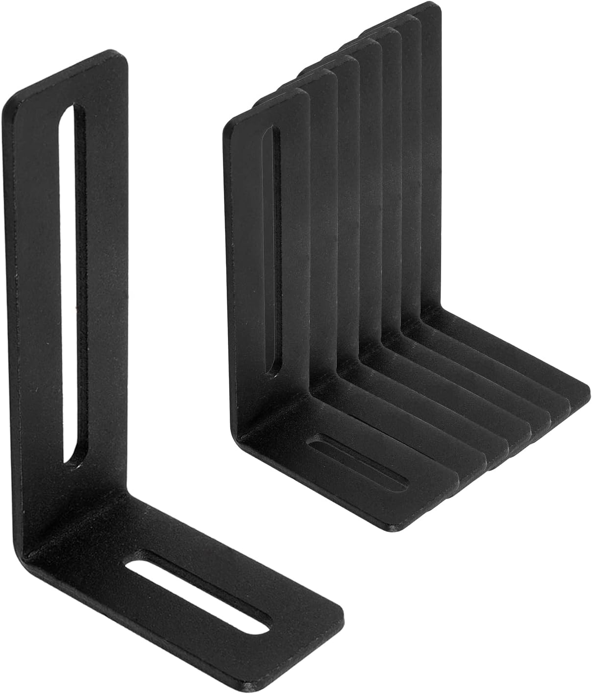 4 Inch Adjustable Angle Bracket, 8 PCS Heavy Duty L Brackets for Wood, L-Shape Corner Brace with Slot, Metal Right Angle Brackets Black Floating Shelf Bracket for Holding, Mounting, and Fixing