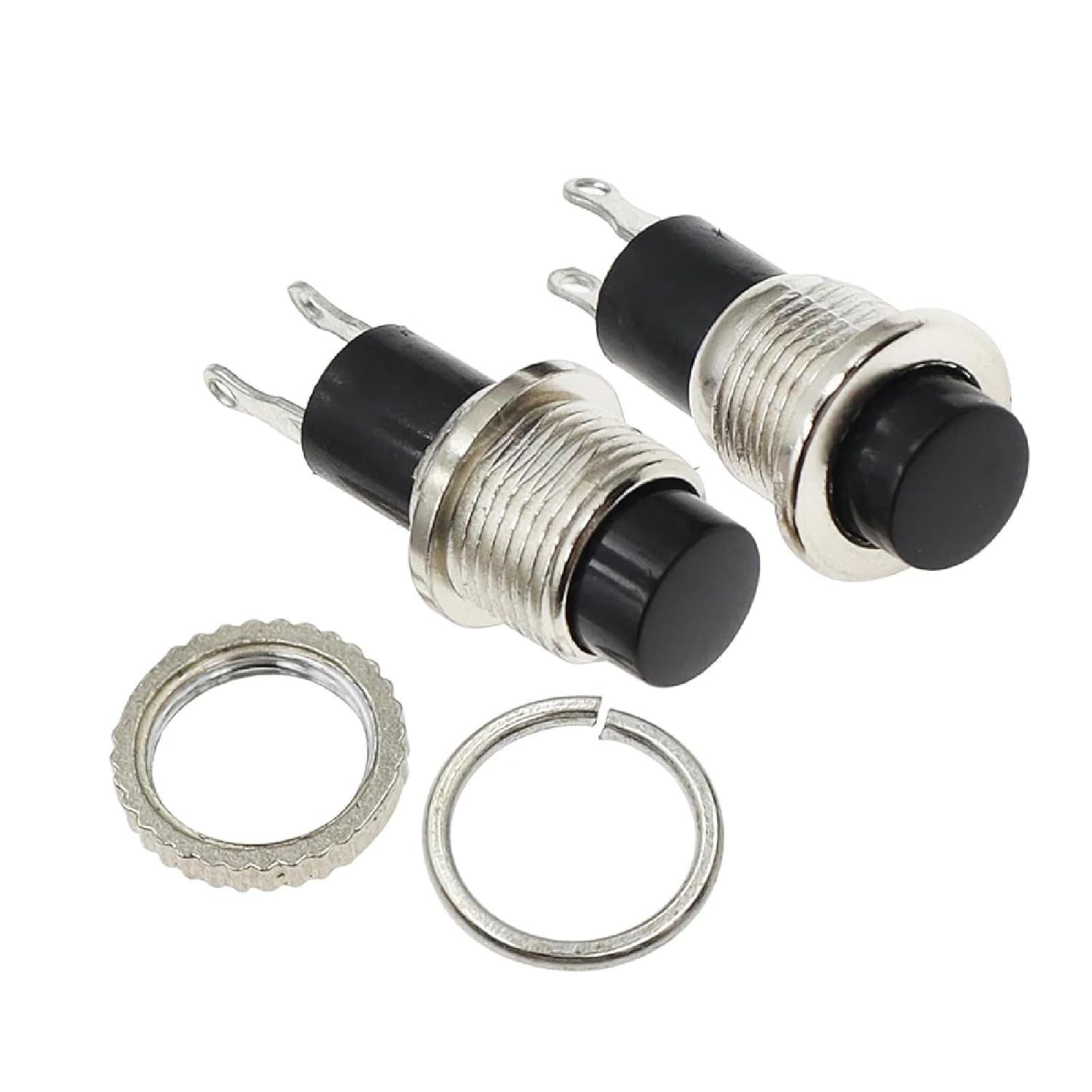 Panel Mount Momentary Push Button Switch, 10mm, Off-(ON), 6-Pack with Upper Screw Thread (DS-316 Blue)