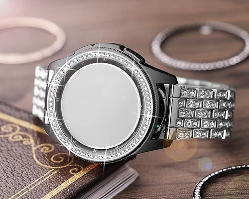 Miniatura 5 de Dsytom Compatible con Samsung Galaxy Watch de 1.654 pulgadas para mujer + bisel, 0.787 pulgadas (0.787 in) y anillo bisel, correa de diamante para