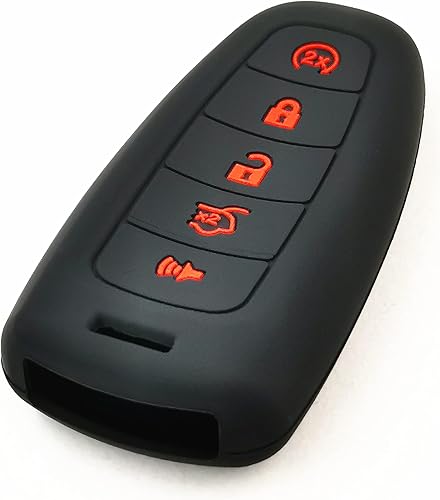 Miniatura 4 de Funda de llavero de goma de silicona Compatible con (5 botones) 2011-2015 Ford Edge Escape Explorer Flex Focus Taurus M3N5WY8609 7812A-5WY8609