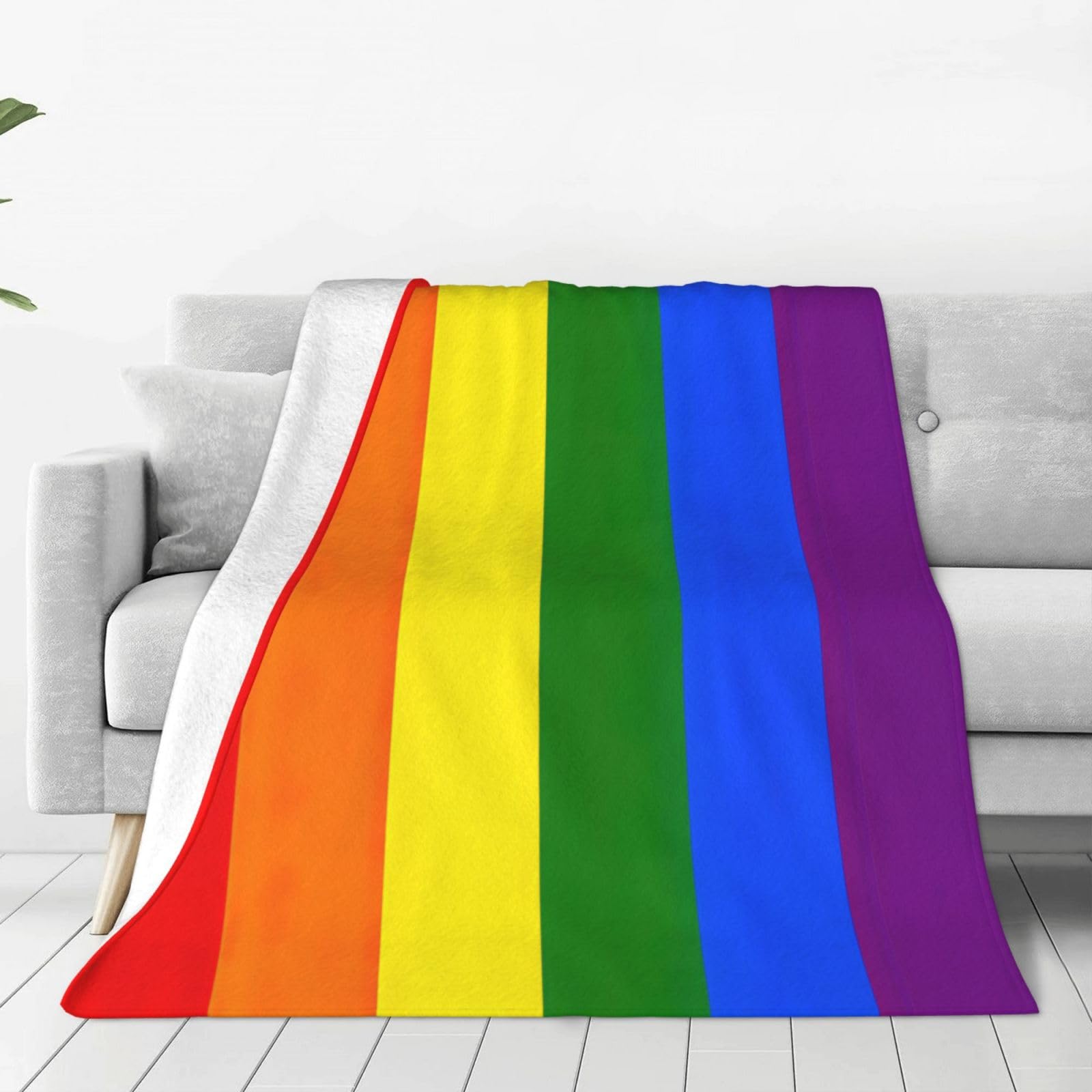 Couverture polaire arc-en-ciel en flanelle douce pour lit et canapé