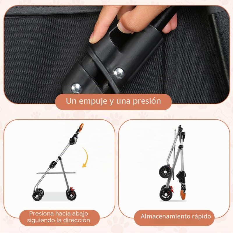 Simcat Cochecito para mascotas para perros pequeños, gatos, cochecito plegable para perros medianos con ruedas de goma resistentes al desgaste de 360° (rosa)