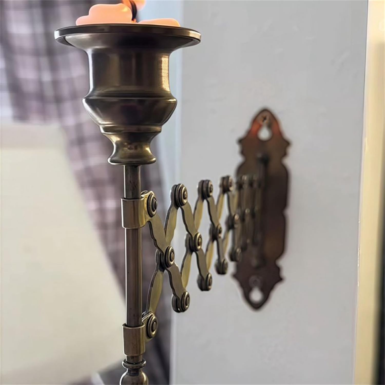 Retractable Antique Metal Sconce Adjustable Wall Decor For Weddings Dinners & Vintage Themes Telescopic Wall Mount Candleholder
