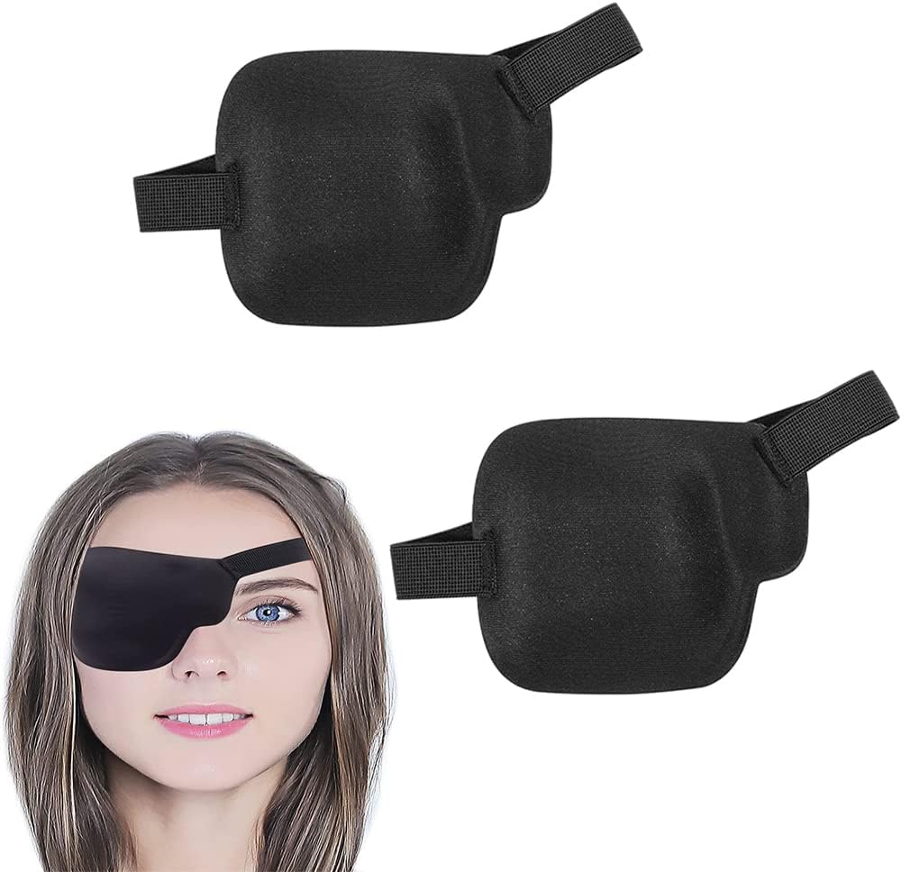 2PCS 3D Black Eye Patches For Adults Adjustable Eye Patch Premium