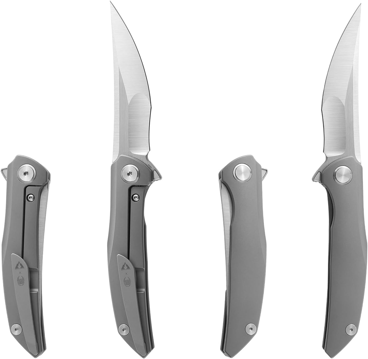 CMB Sasori Belt Satin M390 Steel Hollow Grindin Blade 6AL4V Titanium Frame Lock Outdoor Camping Knives Survival Backpacking Work Knife CMB-15 (Gray)