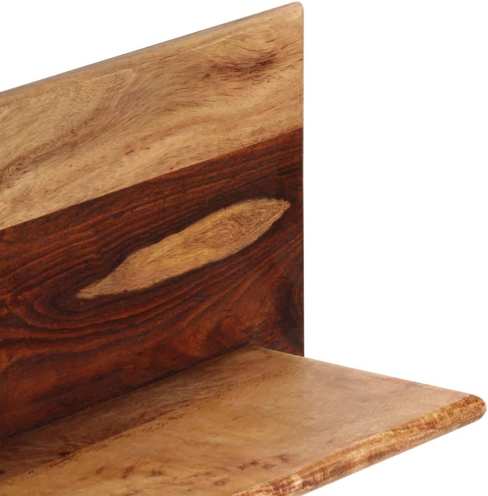 Wall Shelf Set of 2, Natural Acacia Wood, Polished Finish, 22.8" Rustic Floating Ledge Shelves for Living Room, Bedroom, Bathroom Decor