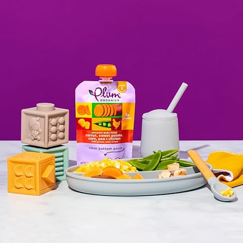 Miniatura 7 de Plum Organics  Etapa 3  Alimentos orgánicos para bebés más de 9 meses  Zanahoria, espinacas, pavo, maíz, manzana y patata  Bolsa de 4 onzas (paquete