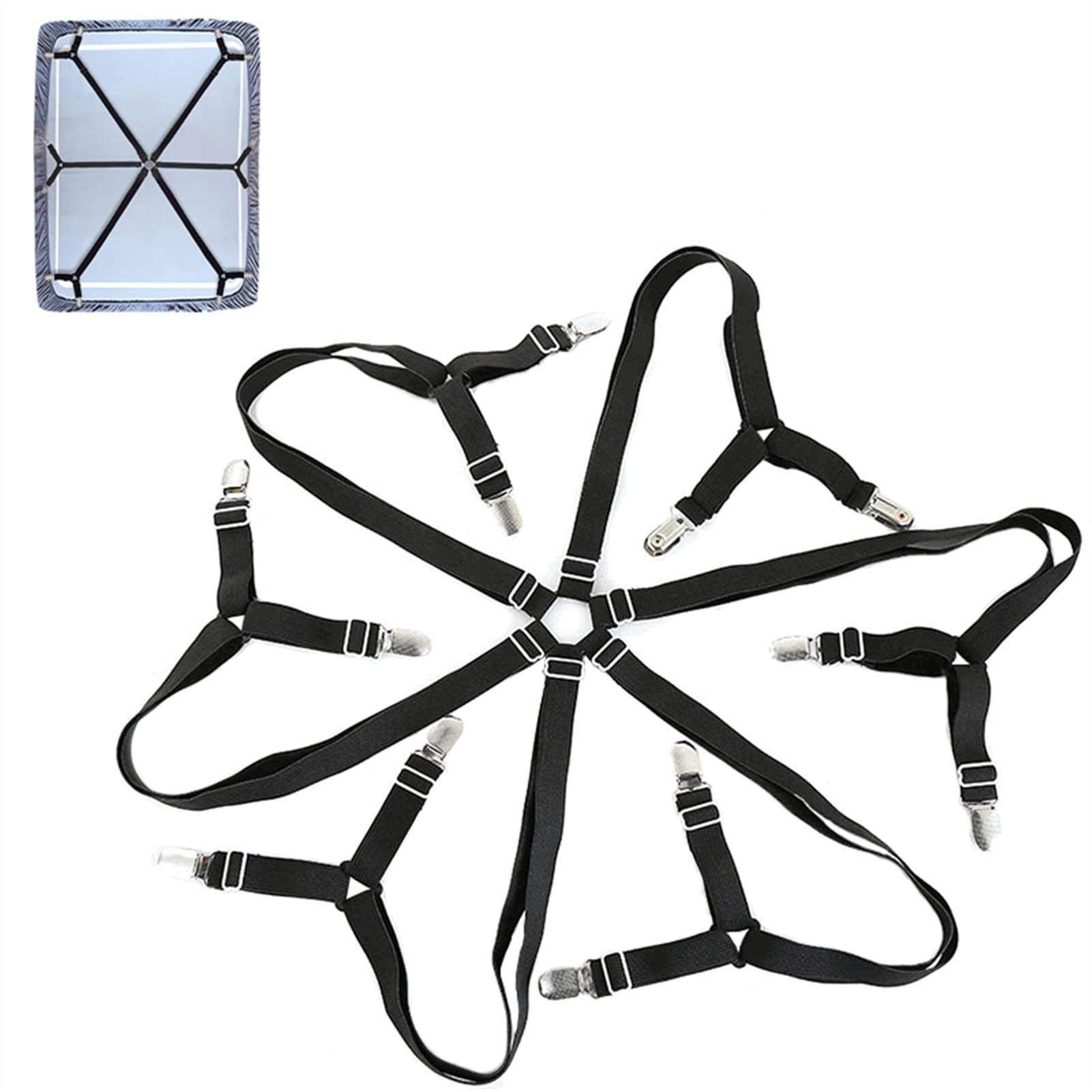 Bettlakenspanner 12 Clips Elastische Bettwäsche Grippler Gürtel Befestigungselement rutschfeste Gurt Matratze Clip Befestigungselemente Deckendecken Greifer Organisieren Gadget Betttuchspanner (Color