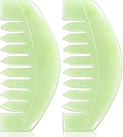 Vista 1 de airogym 2 peines de masaje de jade natural, peine de cuero cabelludo raspado Guasha, herramientas de masaje de cabeza multifuncionales, masajeador