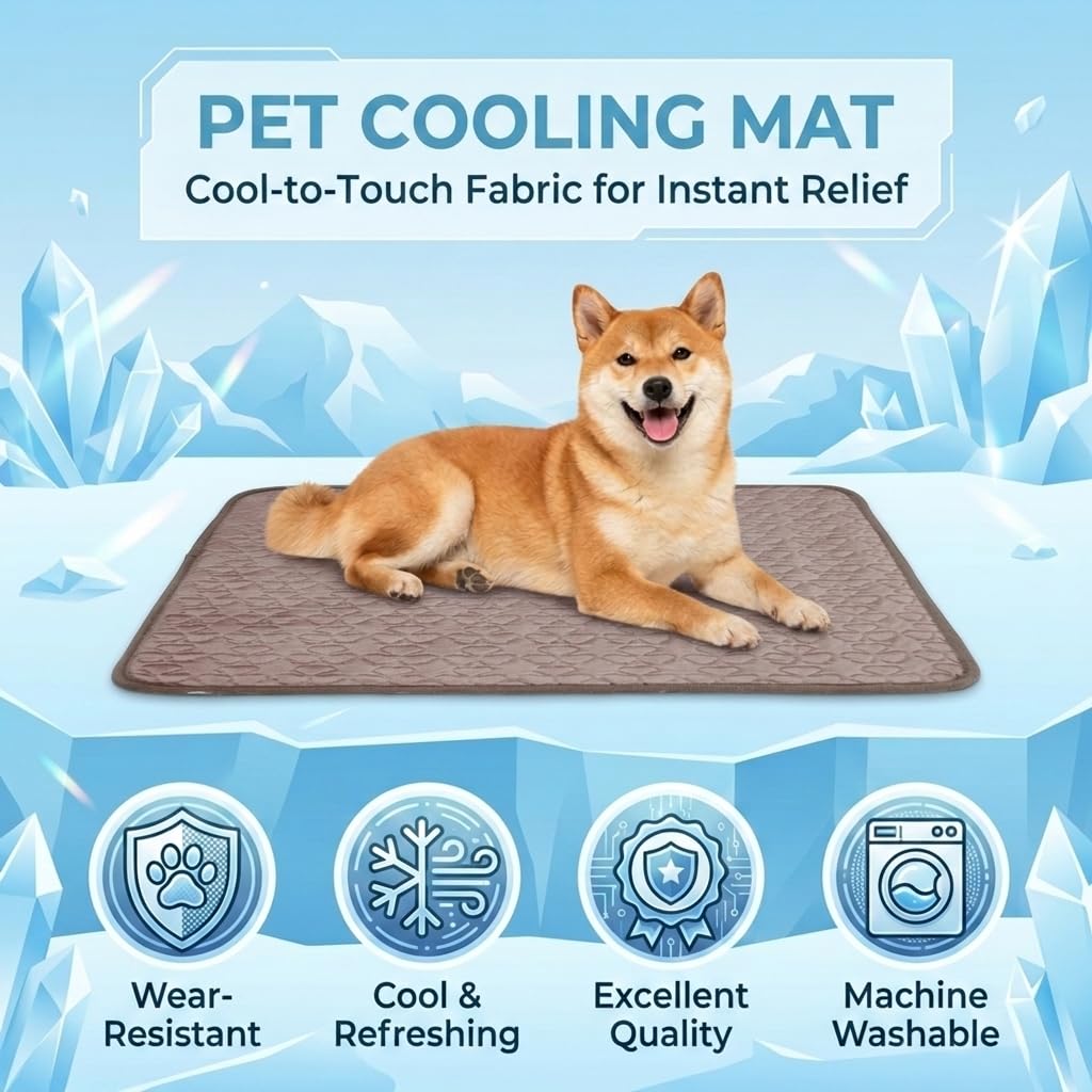 Generisch Kühlmatte für Hunde,Hundematte Sommer Kühlkissen,2026 Neu Kühlkissen für Katzen und Hunde,Waschbar rutschfest Eisseide Kühldecke,für Hundebox Bett Auto Sommer 100 * 150cm (Braun, XXL)