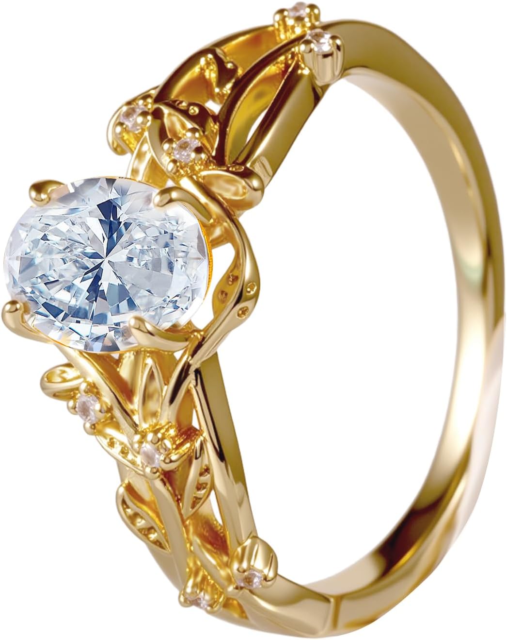 Diamond Ring for Women, Sterling Silver Vintage Floral Engagement Ring, Promise Band with Sparkling Crystals