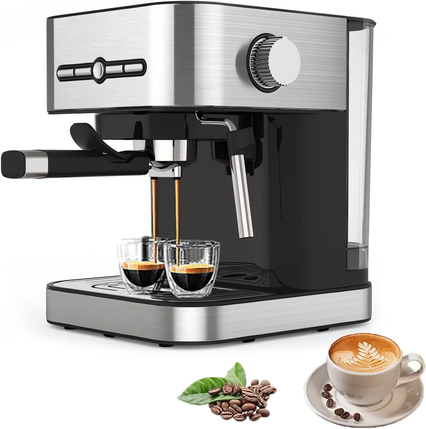 VINNYSEN Espresso Machine, 15 Bar Coffee Machine with Milk Frother, 1