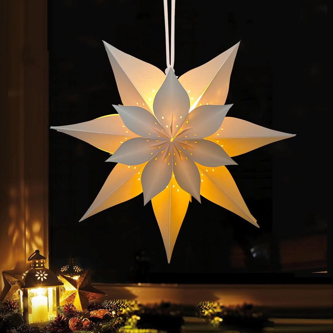 Sprinlot Weihnachtsstern Beleuchtet, Leuchtsterne Fenster, Papierstern zum  Aufhngen, Led Sterne Weihnachten, Beleuchtete Fensterdeko Weihnachtsdeko :  Amazon.de: Kche, Haushalt & Wohnen