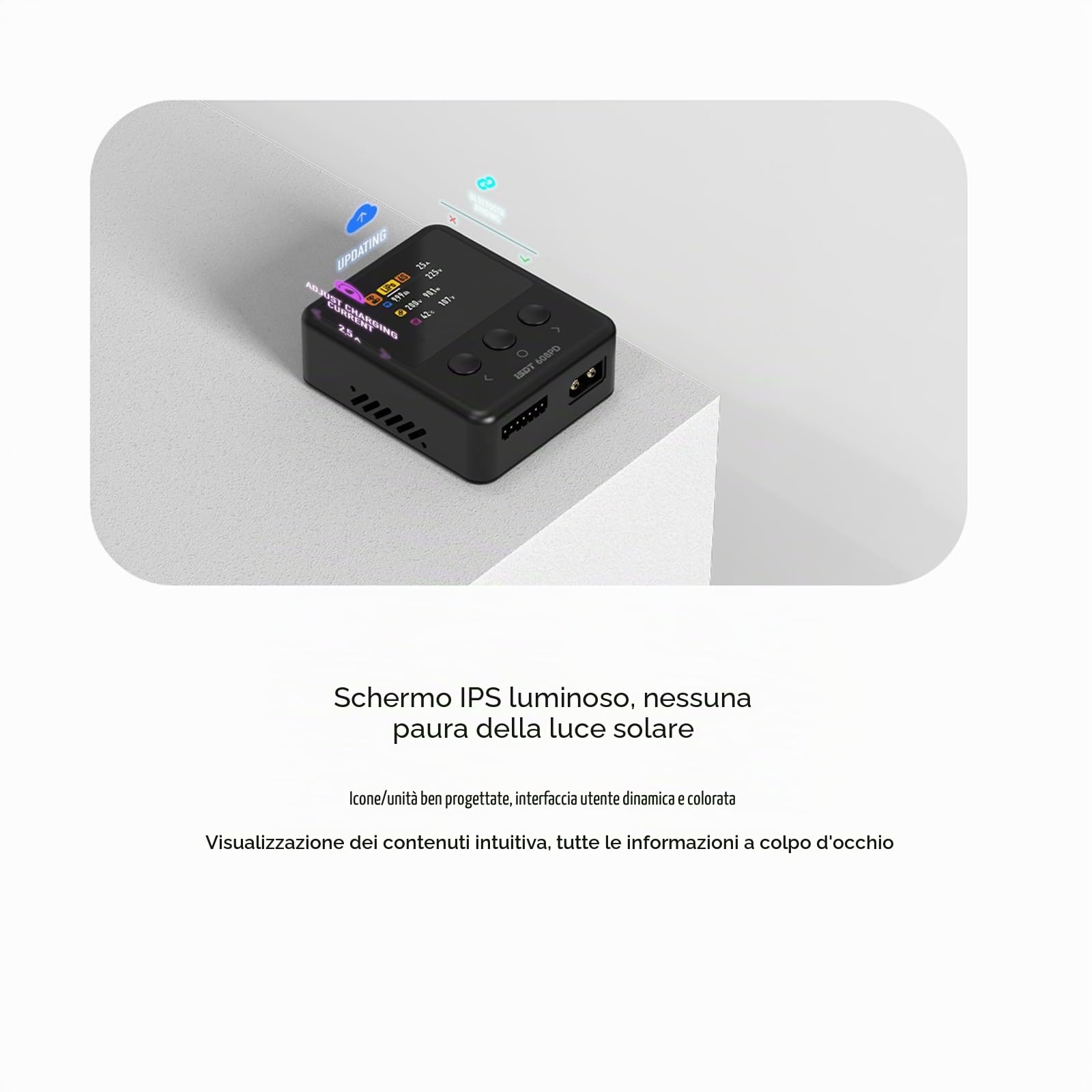 ISDT 608PD Caricabatterie digitale intelligente LiPo, DC 240 W/10 A, USB C 100 W/5 A per batterie RC, caricatore universale Balance Discharge per batterie Life/Lilon/LiPo/LiHV (1-6S), NiMH (1-16S), Pb