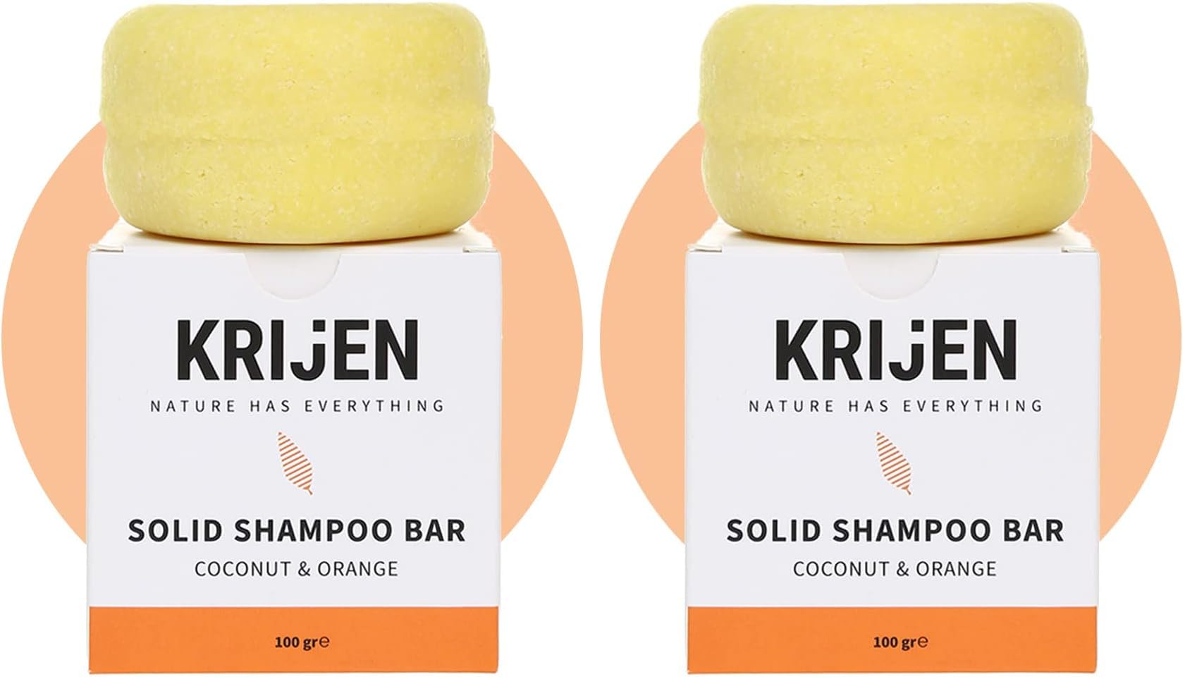 Krijen Hindistan Cevizi & Portakal Kabuğu Katı Şampuan 100 Gr (2 paketi)