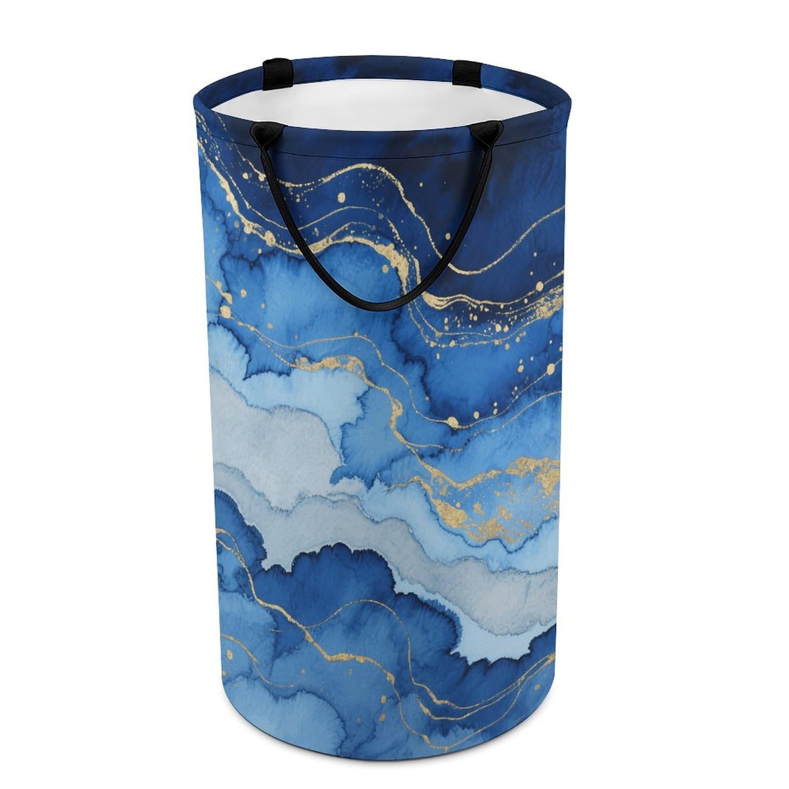 Abstract Blue Marble Watercolor Dirty Clothes Basket Large Capacity Laundry Basket Freestanding Laundrys Hampers Tall Collapsible Clothes Hamper for Blankets Toys