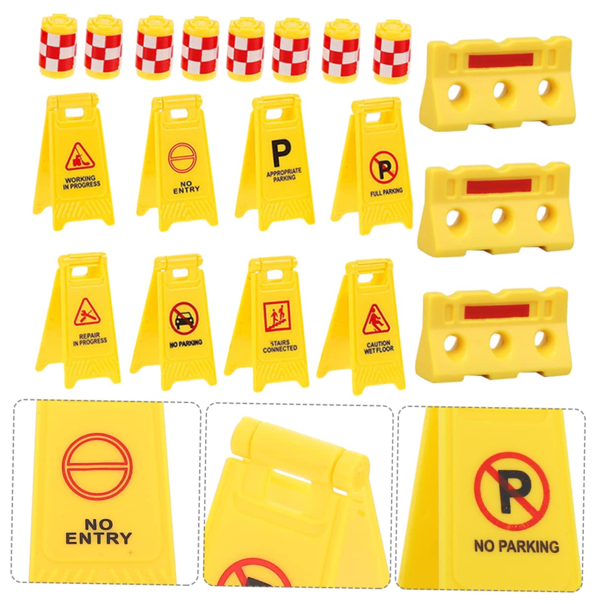 Panneaux De Signalisation pour Enfants - Jouets De Simulation Routière avec Barrières Et Obstacles en Plastique Accessoires De Circulation Légers pour Apprentissage Et Jeux Educatifs