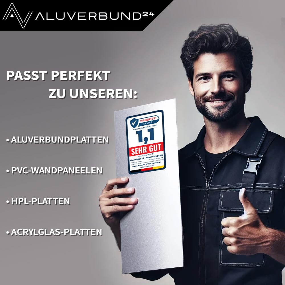 Aluminium Profil 100cm Inneneckprofil - Anthrazit - für 3mm Alu-Verbundplatten PVC-Wand-Paneelen Acrylglas HPL-Platten - Ideal für Küchenrückwände Duschrückwände Wandverkleidungen