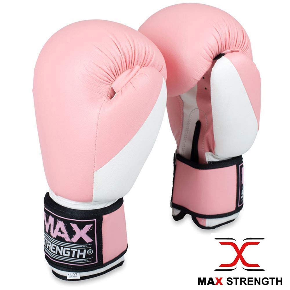 MAXSTRENGTH Rękawice bokserskie uderzające zestaw tarcza hak i dżab dziurkowanie cel trening kickshield dziurkowanie torby klocki MMA (różowy/biały, 237 ml)