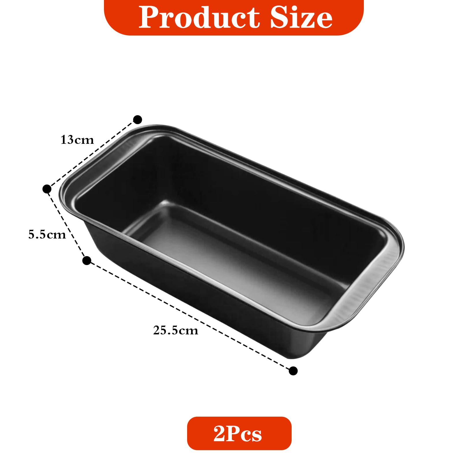 2 Piezas Molde Antiadherente para Pan, Molde Pan Horno, Mold Para Plum Cake Rectangular, Mold para Pan de Acero al Carbono, para Brownies, Tostadas y Pasteles 25.5x13x5.5cm (Gris)
