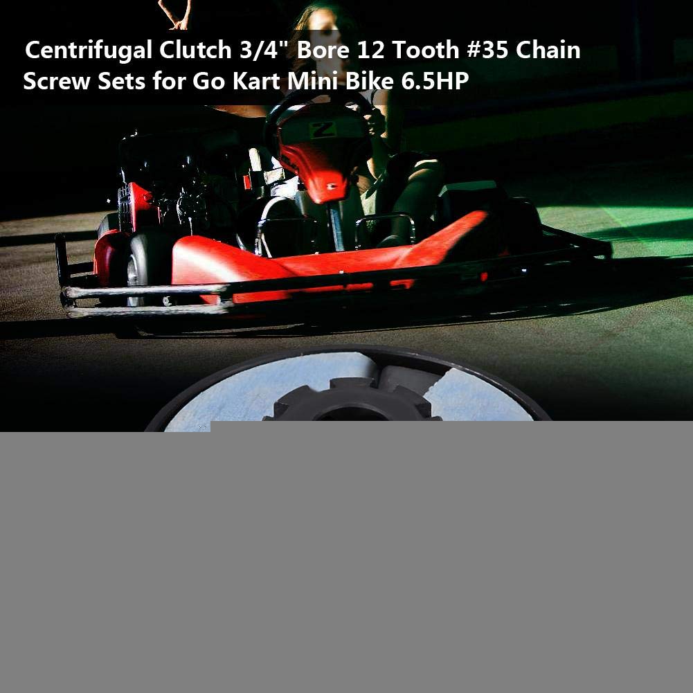 Embrague centrífugo, 3/4 pulg. Embrague centrífugo Embrague de 12 dientes Mini bicicleta Go-kart Cluth con 35 juegos de tornillos de cadena aptos para motores de