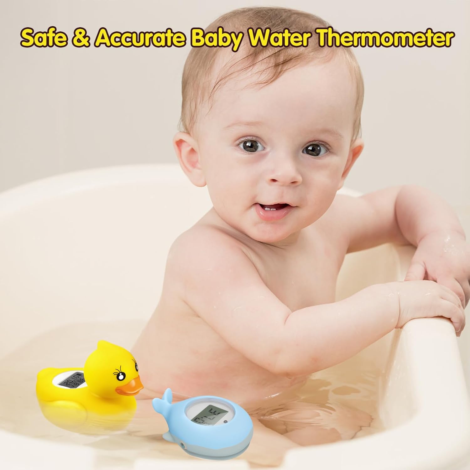 BabyElf Baby Bath Thermometer - Digital Water & Room Temperature Safety Floating Toy, Bathtub Thermometer, Fahrenheit & Celsius