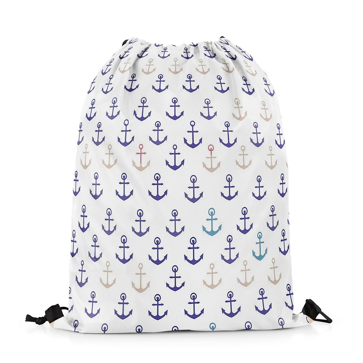 Homewish Ship Anchor Drawstring Backpack 33 x 40 cm for Sport Gym Swim Yoga Camping,Nautical Anchor Drawstring Bags,Coastal Sea Adventure Draw String Back Bag,Ocean Holiday String Backpack