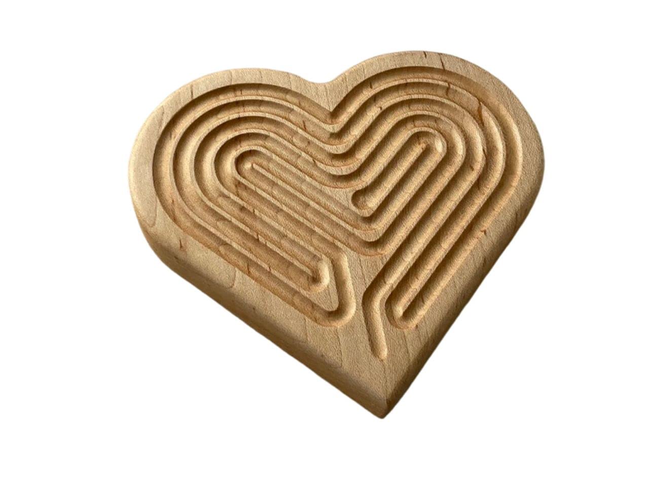 Small Heart Wooden Finger Labyrinth Finger Labyrinth for Mindfulness, Meditation and Stress Relaxation, Maple, Handcrafted in USA by Wooden Contraptions