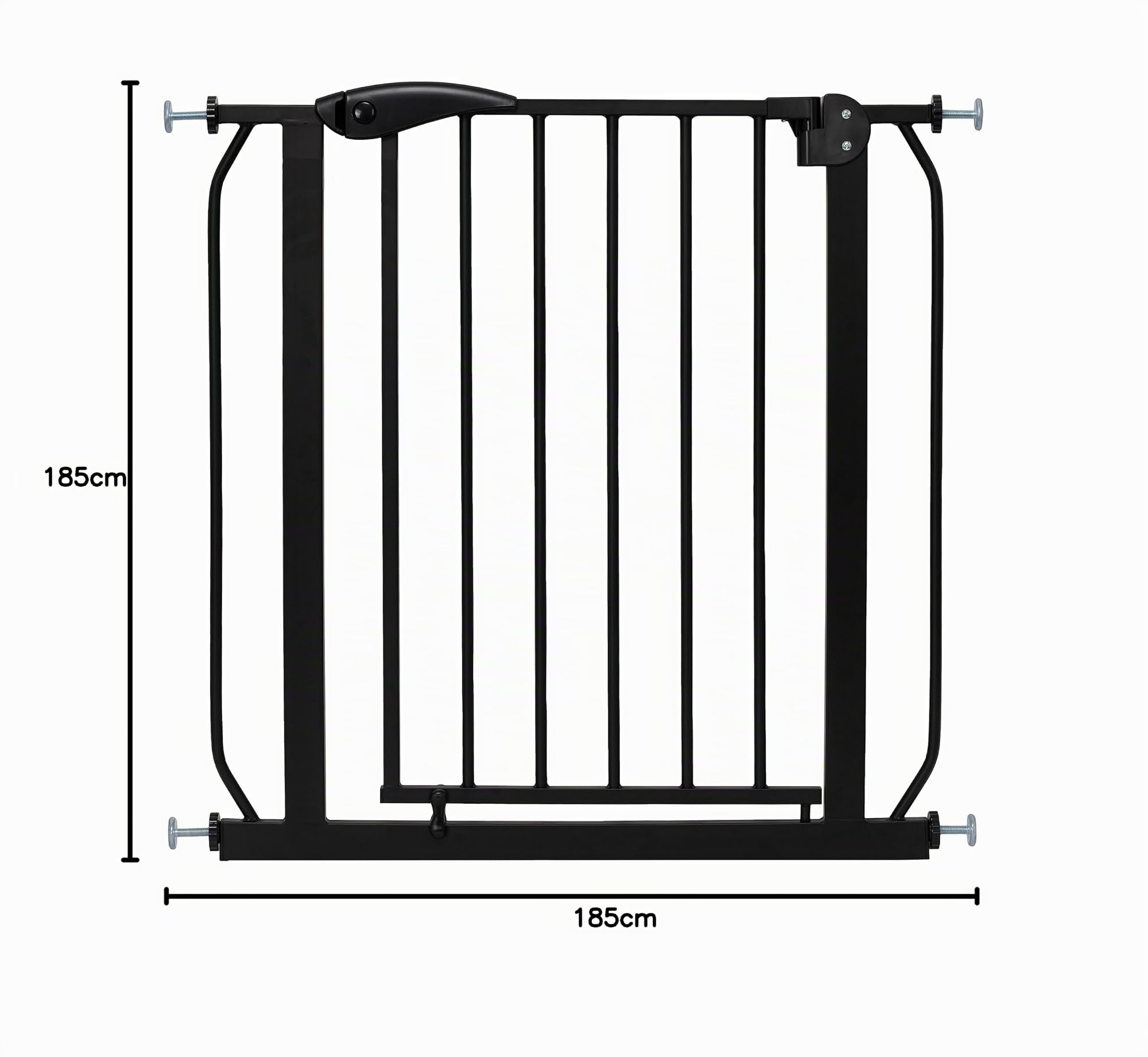 ib style Cancelletto per Bambini di Sicurezza Berrin XXL - Scale e Porte, Senza forature, Metallo, Barriera Protettiva, Anche per Cani e Animali Domestici, Nero, Larghezza: 85-95 cm