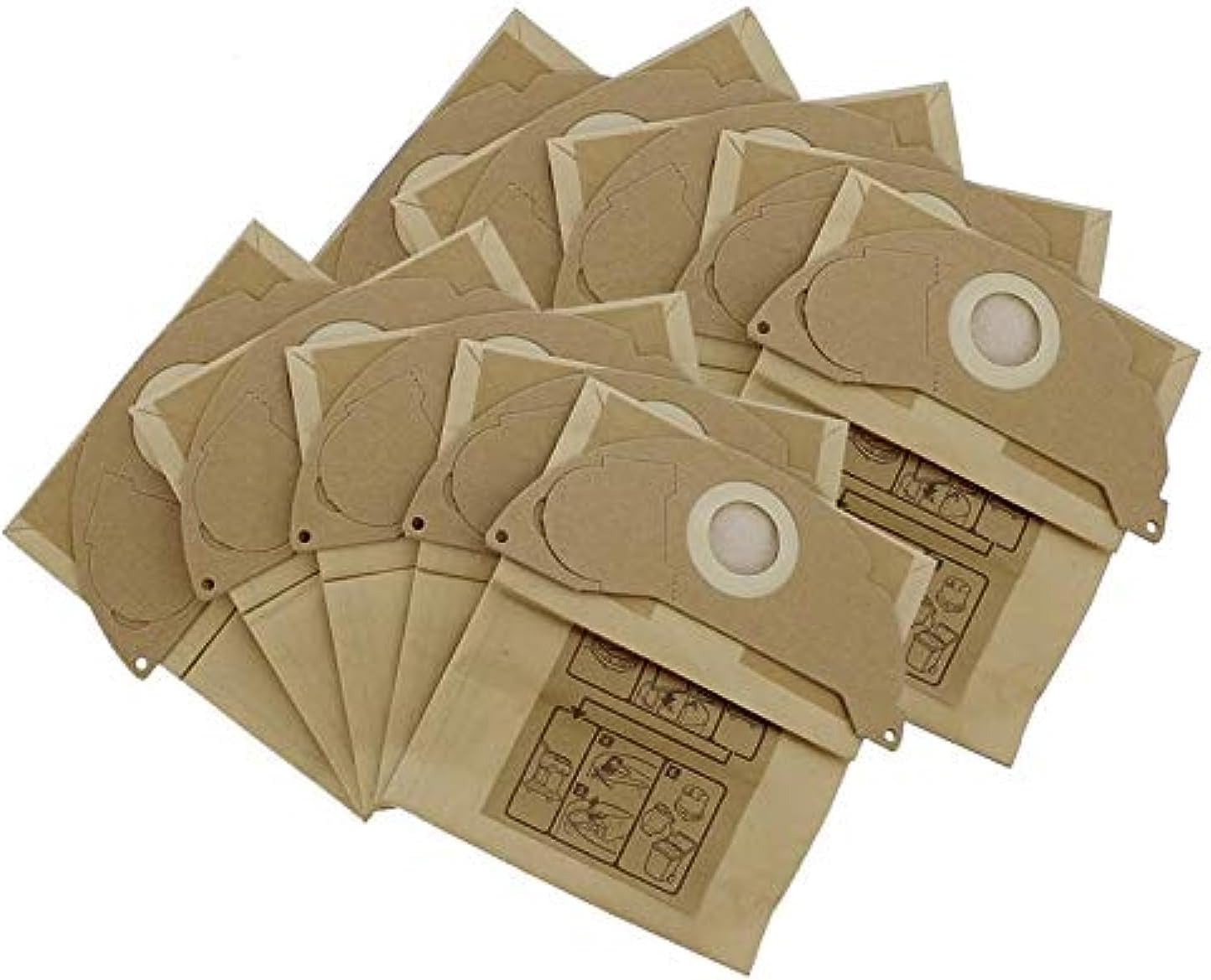 FIND A SPARE 10 Pack Brown Paper Filter Bags For Kärcher 69043220, Wet