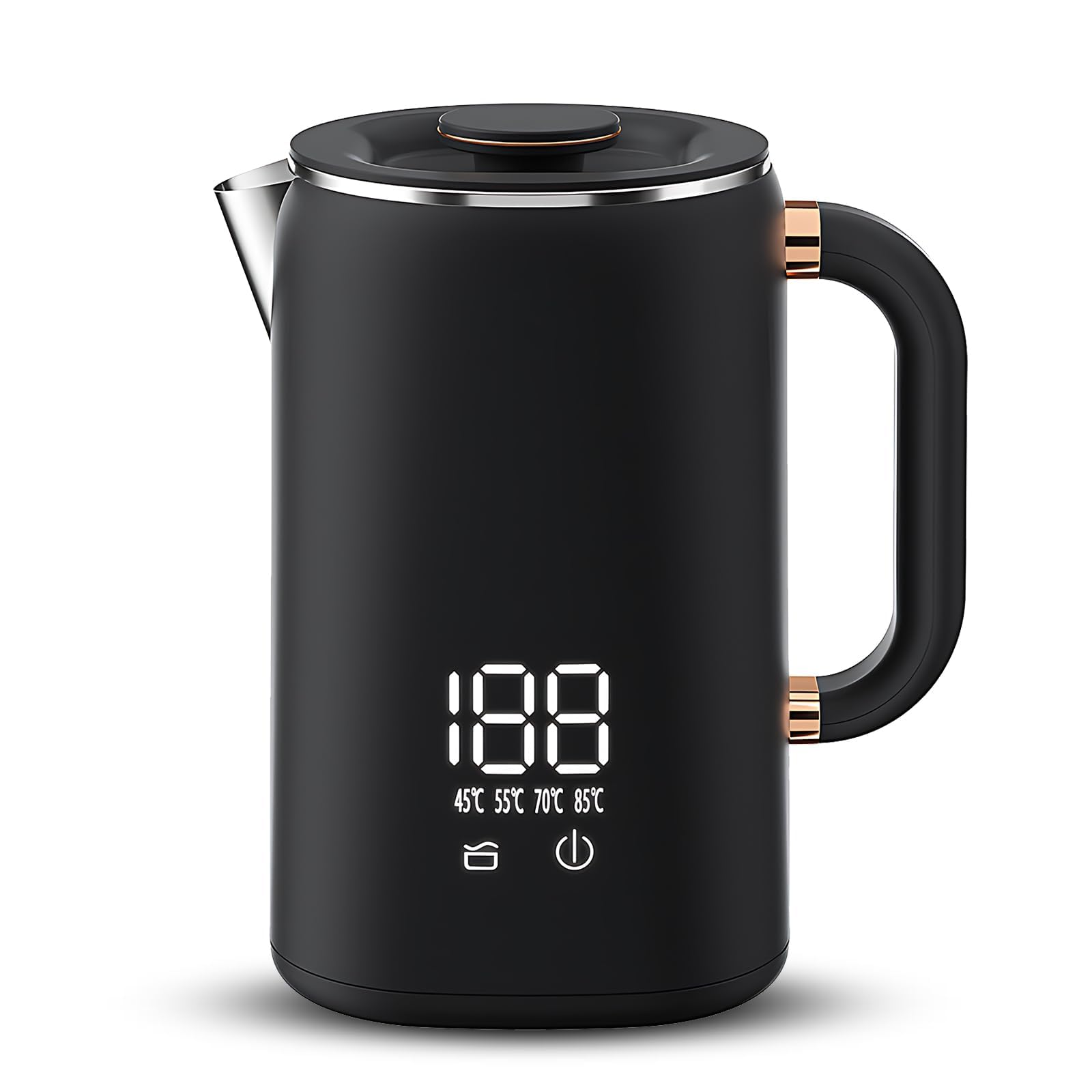 Genérico Hervidor eléctrico de Acero Inoxidable de 1500 W con Pantalla Digital, Capacidad de 1,7 litros, 5 Niveles de Control de Temperatura, Doble Capa, Ideal para Cocina, hogar y Oficina.