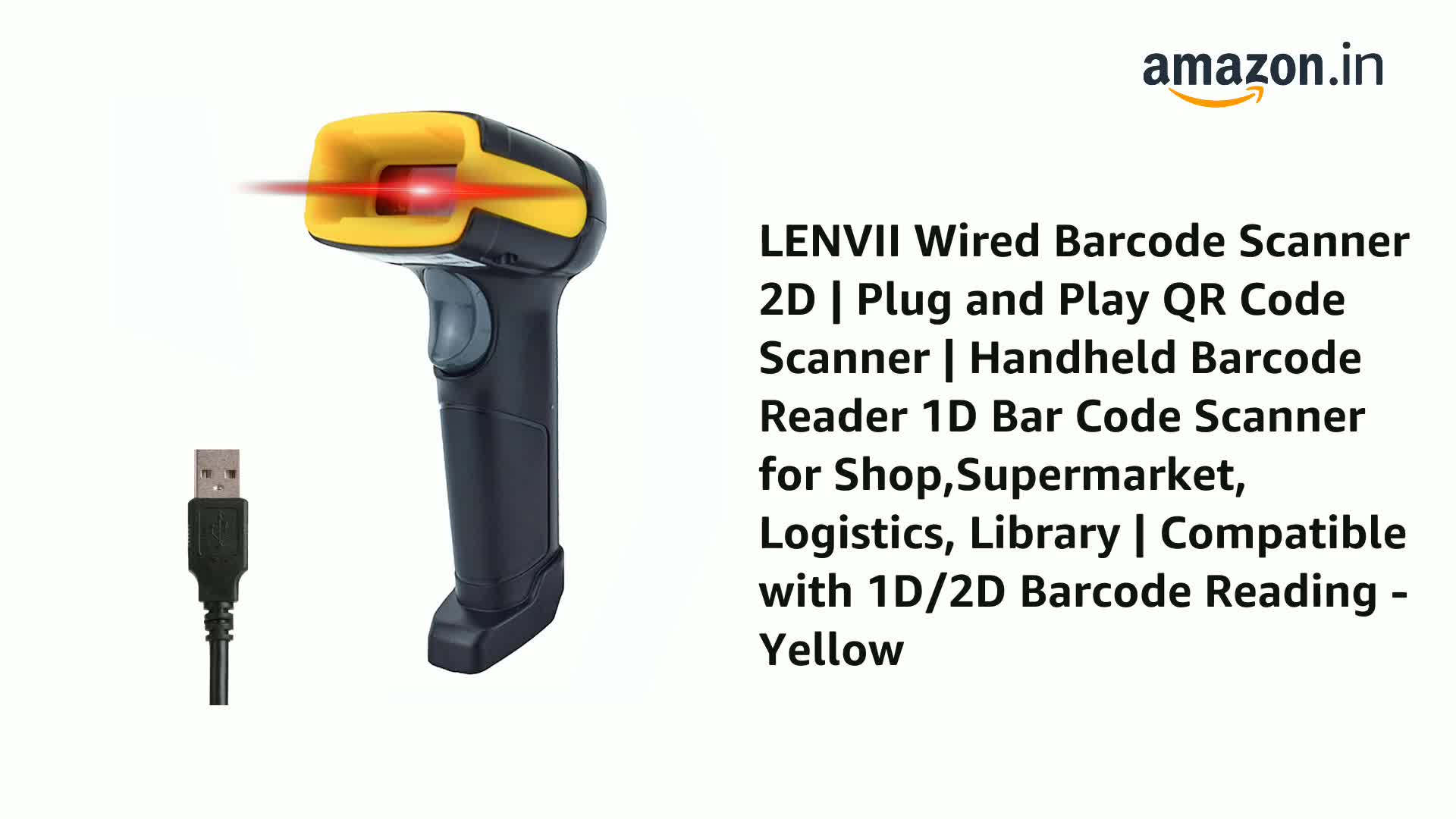 2D Wired High-Efficiency Barcode Scanner Handle is Not Tired for a Long Time LEN