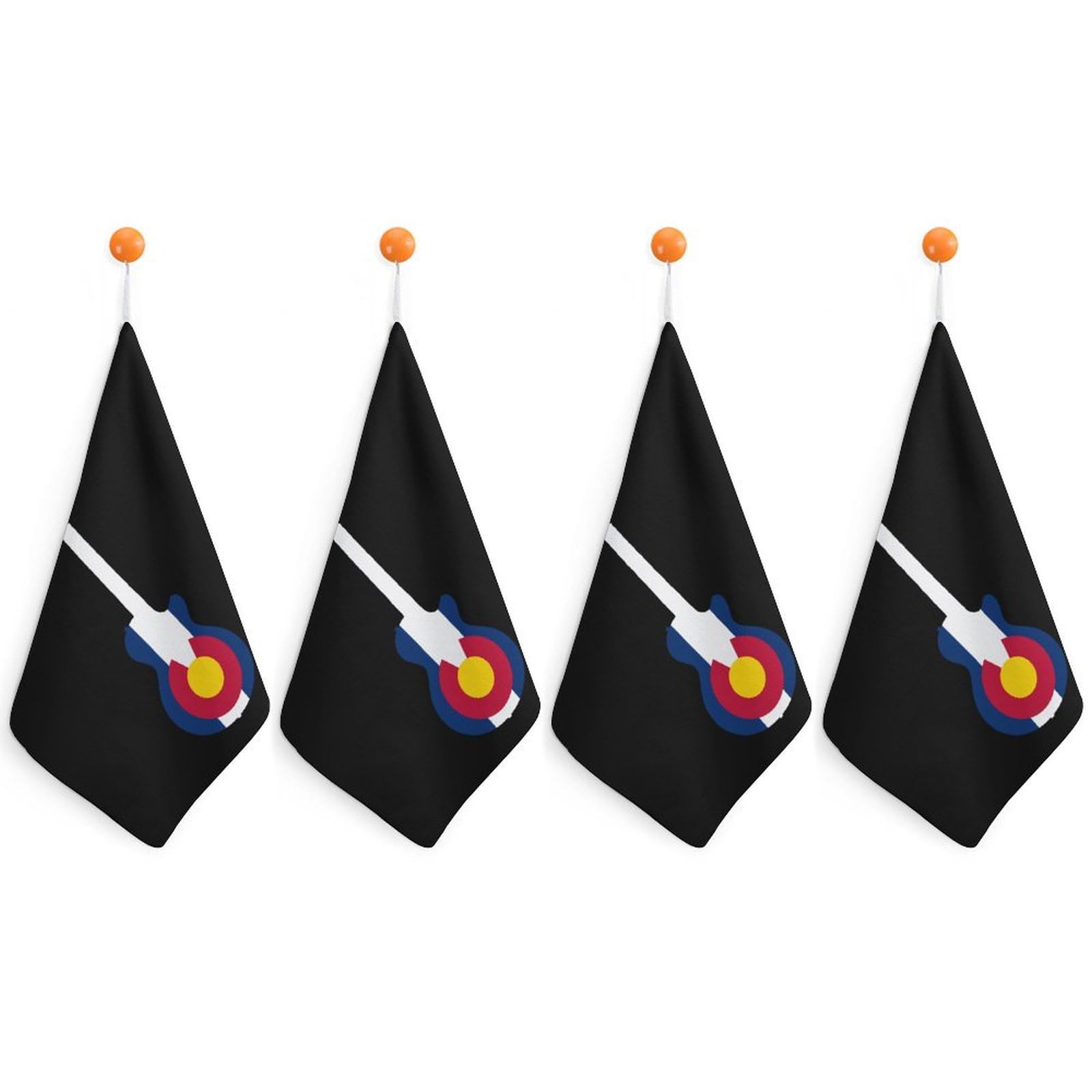 CGSBNGHA State Flag of Colorado Music Guitar Hand Towel Hanging Face Towels Cleaning Cloths Handkerchief for Bathroom Kitchen