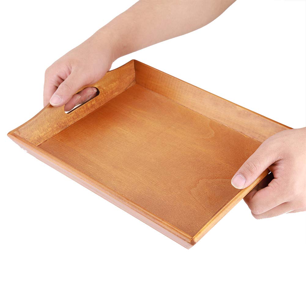 Plateau de Service, Plateau de Service en Bois avec poignées, 12,1 X 10,2 X 1,5 Pouces