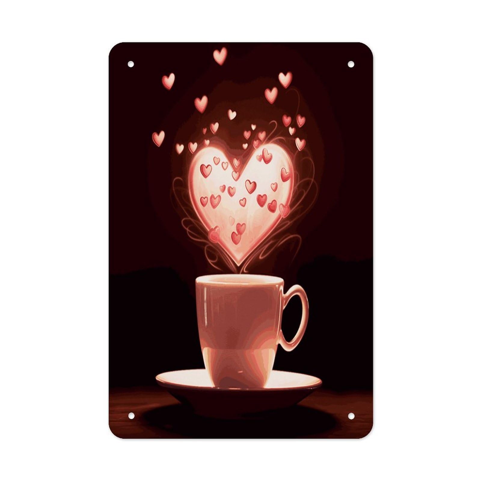 Btcowzrv Style Heart Cup Metal Tin Sign Wall Decor Hanging Plaque