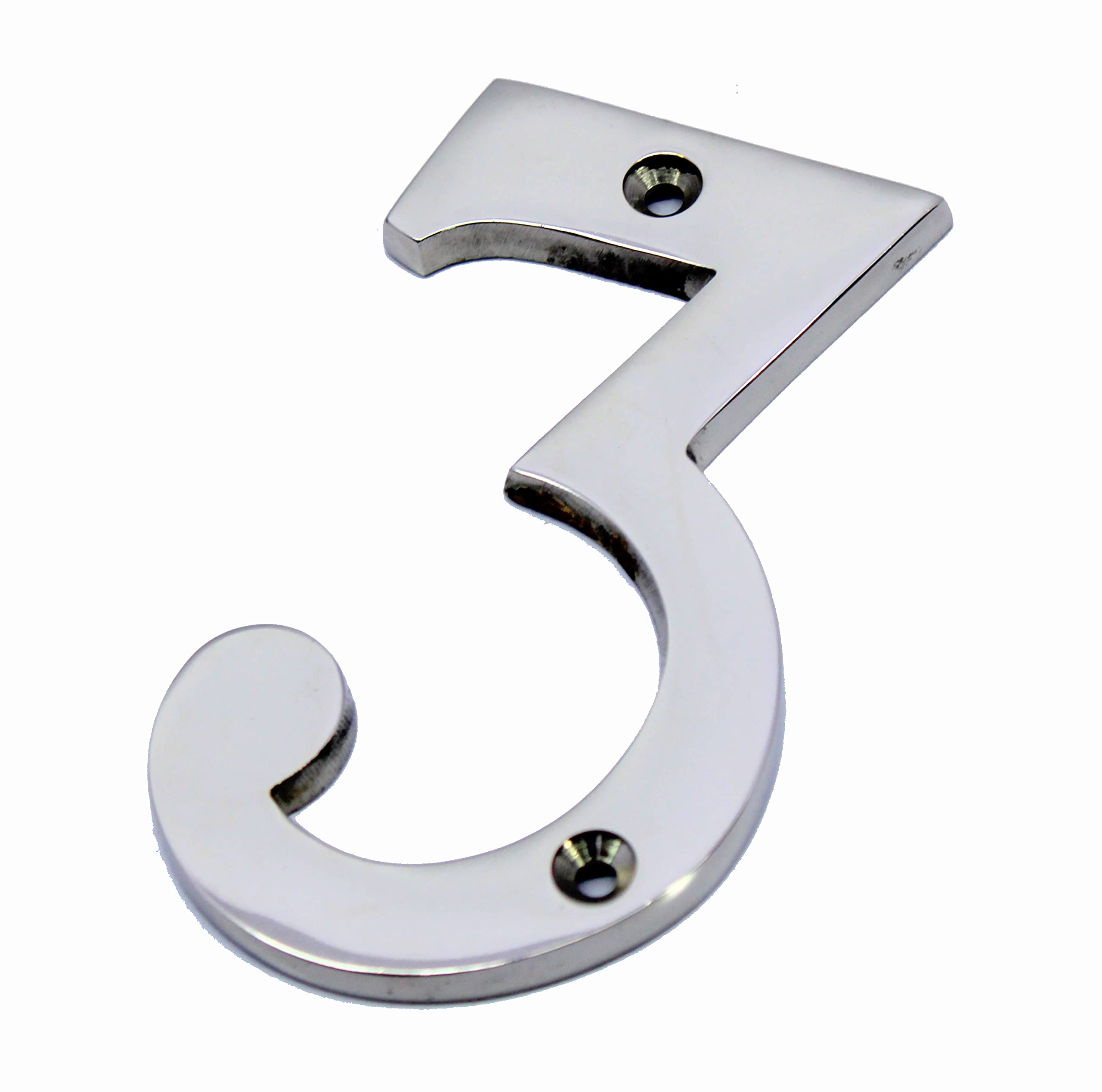 eSplanade 4" Brass House Hotel Door Number Plaque Numeric Numerical Digit 0-9 (3 (Three))