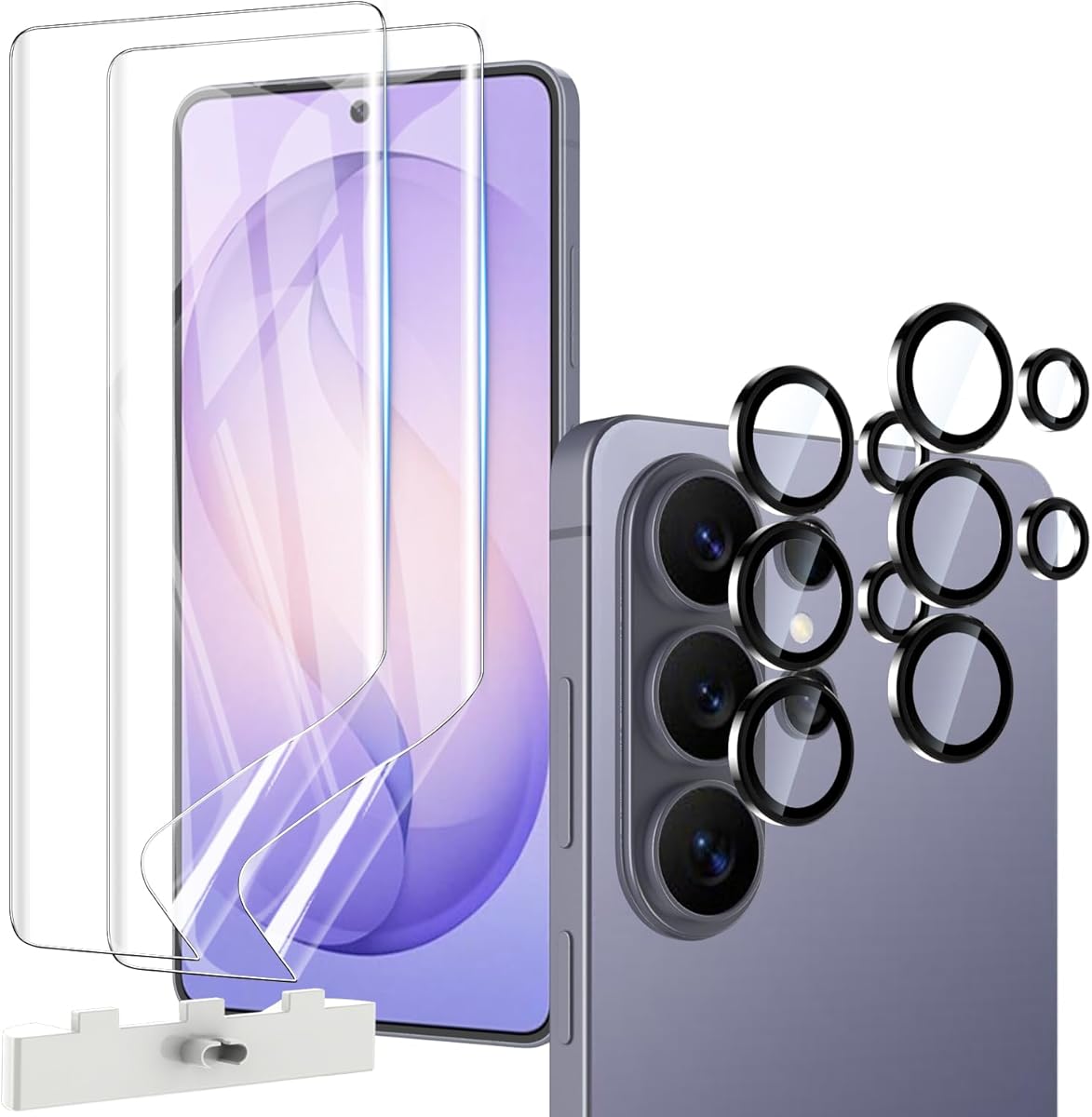 2+2 Pack Soft Flexible TPU Film Screen Protector for Samsung Galaxy S26 Ultra & Camera Lens Protector,Full Coverage,HD Clear,Support Fingerprint Unlock,with Easy Installation Alignment Tool